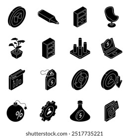 Pack of Office Accessories Flat Icon 

