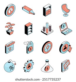 Pack of Office Accessories Flat Icon 

