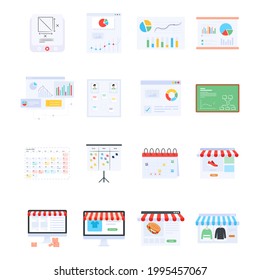 Paket von Online-Analytics-Flachillustrationen