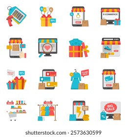 Pack of Online Buy Flat Icon 

