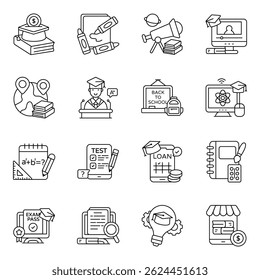 Pack of Online Knowledge Line Icon