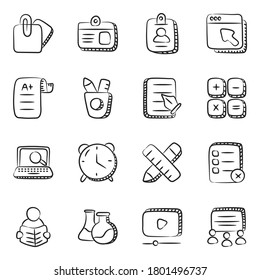 Pack of Online Learning Doodle Icons 
