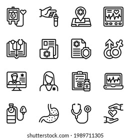 Pack of Online Medication Linear Icons 