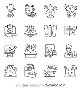 Pack of Online Reading Line Icon