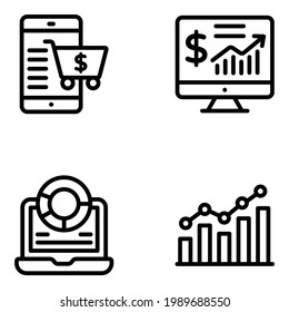 Pack of Online Statistics and Ecommerce Linear Icons 