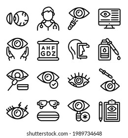 Paquete de Iconos Lineales Oftalmológicos 
