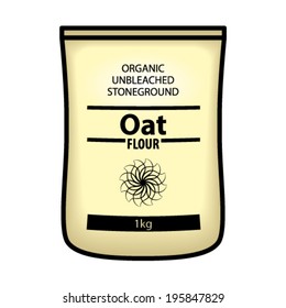 A pack of organic, unbleached, stone ground oat flour.