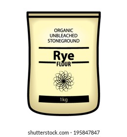 A pack of organic, unbleached, stone ground rye flour.