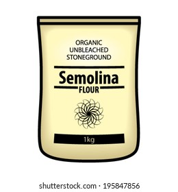 A pack of organic, unbleached, stone ground semolina flour.