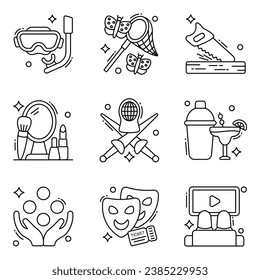 Pack of Outdoor Activities Flat Icons 