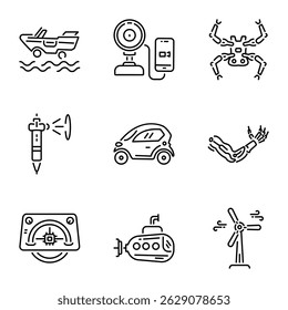 Pack of Outline Style Innovative Technology Icons 


