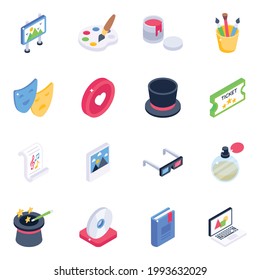 Pack of Painting Tools Isometric Icons 