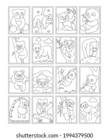 Pack of Panda Colouring Page Vectors