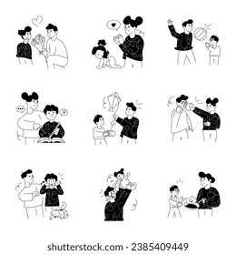 Pack of Parent Care Glyph Illustrations 

