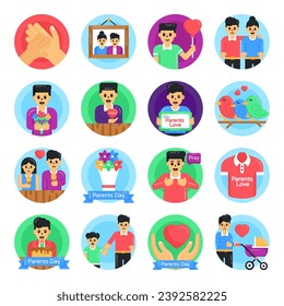 Paquete de Padres Aman Iconos Planos 
