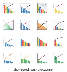 Pack of Pareto Plots Flat Icons
