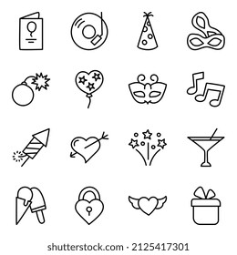 Paquete de accesorios para fiestas Iconos lineales

