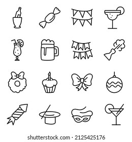 Pack of Party and Decor Linear Icons

