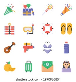 Paket von Parteitagen Flache Symbole 
