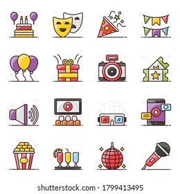 Pack of Party Flat Icons 