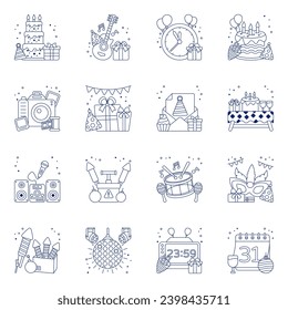 Paquete de iconos lineales de la fiesta 

