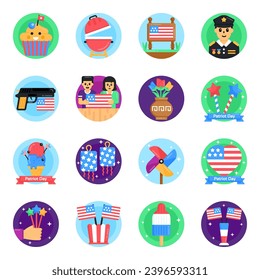Paquete de Iconos planos con equipo Patriot 

