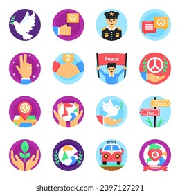 Paket von Peace Flat Rounded Icons 

