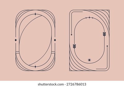 Pack of peach abstract swirl line borders and frames for artistic creative project