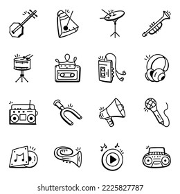 Pack of Percussion Doodle Icons 

