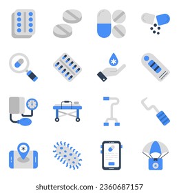 Pack of Pharmaceutical Flat Icons

