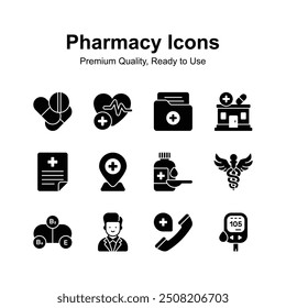 Pack of pharmacy icons in trendy design style, up for premium use