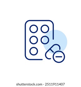 Pack of pills in a blister. Medication or supplements. Pixel perfect, editable stroke icon