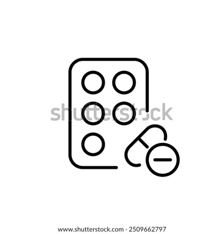 Pack of pills in a blister. Medication or supplements. Pixel perfect vector icon