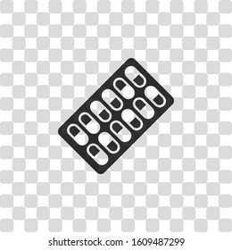 Pack Pills Icon. Black symbol on transparency grid