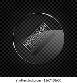 Pack Pills Icon. Icon in circle glass bubble on dark transparent grid. Glass style