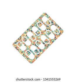 Pack Pills Icon. Colored mosaic with polygons