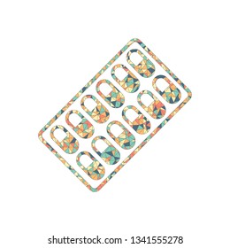 Pack Pills Icon. Colored mosaic with polygons