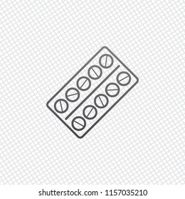 Pack Pills Icon. On grid background