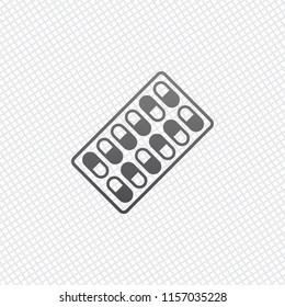 Pack Pills Icon. On grid background