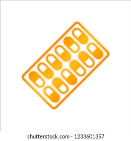 Pack Pills Icon. Orange sign with low light on white background