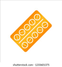 Pack Pills Icon. Orange sign with low light on white background