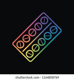Pack Pills Icon. Rainbow color and dark background