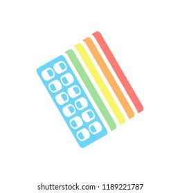 Pack Pills Icon. Stack of colorful isometric icons on white background