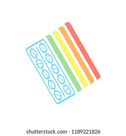 Pack Pills Icon. Stack of colorful isometric icons on white background