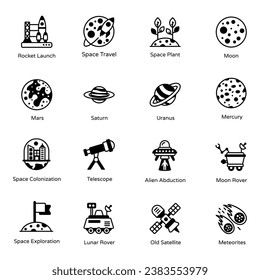 Pack of Planets Solid Icons 

