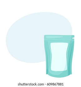 Pack. Plastic packing vector illustration. Breakfast snack. Fast food. Cartoon wrapper 