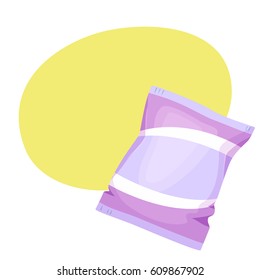 Pack. Plastic packing vector illustration. Breakfast snack. Fast food. Cartoon wrapper for cookie 