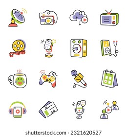 Pack of Podcast Sketchy Icons 

