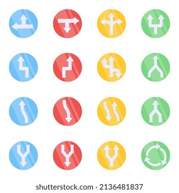 Pack of Pointing Arrows Flat Icons 

