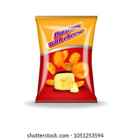 A pack of potato chips on white background with shadow. Victor
